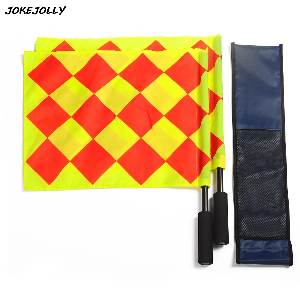 Image Soccer Referee Flag with Bag Football Judge Sideline Fair Play use Sports Match Football Linesman Flags Referee Equipment GYH