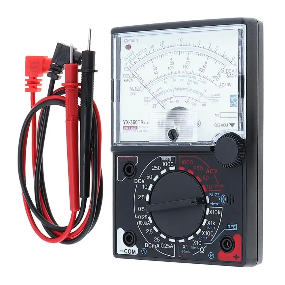 YX- 360TRNB Mini Durable Portable Poin-ter Multimeter with One Pair Test Pen for Measuring DC AC Voltage and DC Curren
YX- 360TRNB Mini Durable Portable Poin-ter Multimeter with One Pair Test Pen for Measuring DC AC Voltage and DC Curren