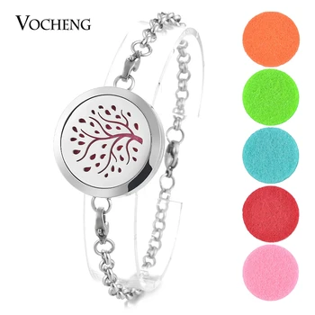 

10pcs/lot 316L Stainless Steel Perfume Diffuser Locket Bangle Magnetic Bracelet Tree of Life 2 Style with Felt Pads VA-290*10