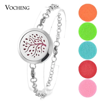 

10pcs/lot Perfume Diffuser Locket Bracelet 316L Stainless Steel Bangle Magnetic Tree of Life 2 Style without Felt Pads VA-290*10