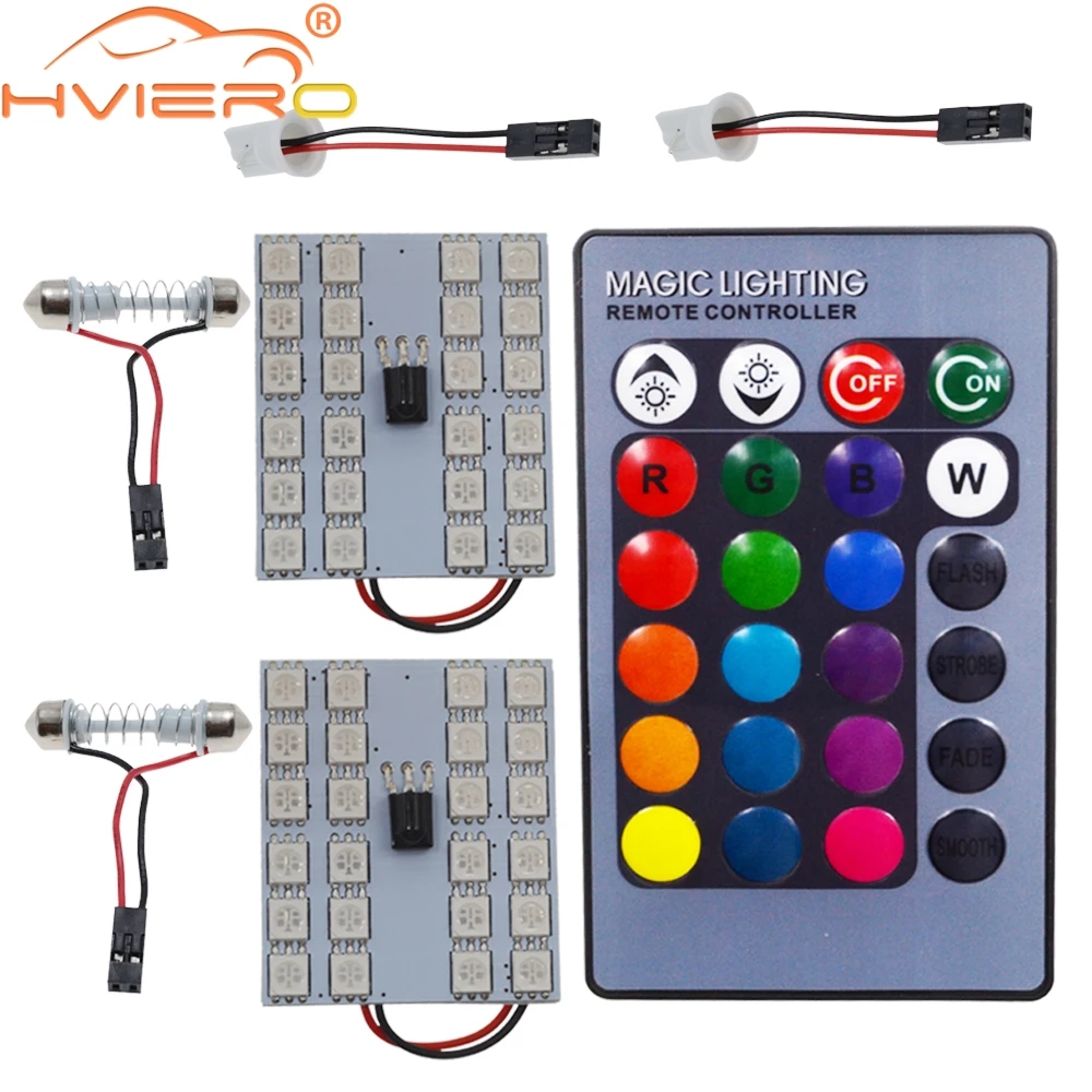 T10 RGB 5050 24SMD Car Led Remote Control Rgb Car Led Panel Interior Auto Lights Reading Dome Festoon BA9S Adapter DC 12v Light
T10 RGB 5050 24SMD Car Led Remote Control Rgb Car Led Panel Interior Auto Lights Reading Dome Festoon BA9S Adapter DC 12v Light