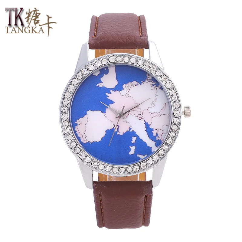 TANGKA new student watch men and women wear jewelry world map pointer dial solid color leather strap casual high quality 
TANGKA new student watch men and women wear jewelry world map pointer dial solid color leather strap casual high quality