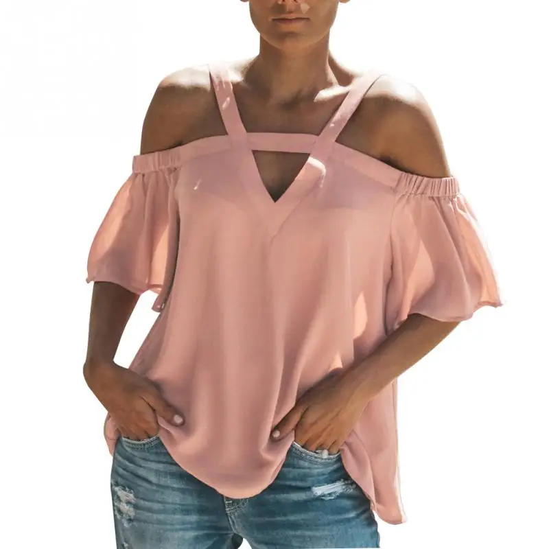 Women Chiffon Blouse Summer Off Shoulder Irregular V-neck Elastic Half Sleeve Backless Solid Color Loose Shirt Tops
Women Chiffon Blouse Summer Off Shoulder Irregular V-neck Elastic Half Sleeve Backless Solid Color Loose Shirt Tops
