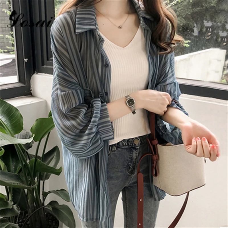 Women Casual Cardigan Shirts Ladies 2019 Long Shirt Crochet Chiffon Kimono Preto Blouse Loose Striped Blouse Long Sleeve Tops
Women Casual Cardigan Shirts Ladies 2019 Long Shirt Crochet Chiffon Kimono Preto Blouse Loose Striped Blouse Long Sleeve Tops