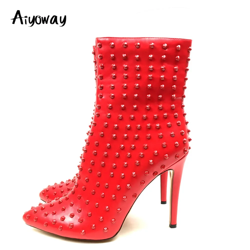 Aiyoway Women High Thin Heel Rivets Ankle Boots Autumn Winter Booties Sexy Ladies Pointed Toe Side Zip Red US Size 5~13
Aiyoway Women High Thin Heel Rivets Ankle Boots Autumn Winter Booties Sexy Ladies Pointed Toe Side Zip Red US Size 5~13