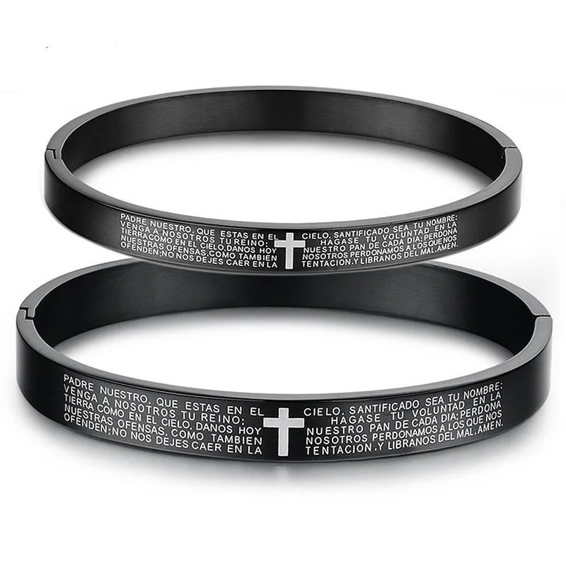 Crucifix titanium steel couple bracelet, crucifix, classic English bible scripture, black bracelet, fashion jewelry wholesale
Crucifix titanium steel couple bracelet, crucifix, classic English bible scripture, black bracelet, fashion jewelry wholesale