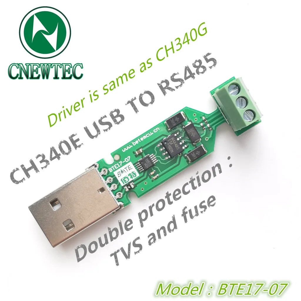 1PCS CH340E MSOP10 USB to RS485 Module with TVS and FUSE Protection Model: BTE17-07
1PCS CH340E MSOP10 USB to RS485 Module with TVS and FUSE Protection Model: BTE17-07