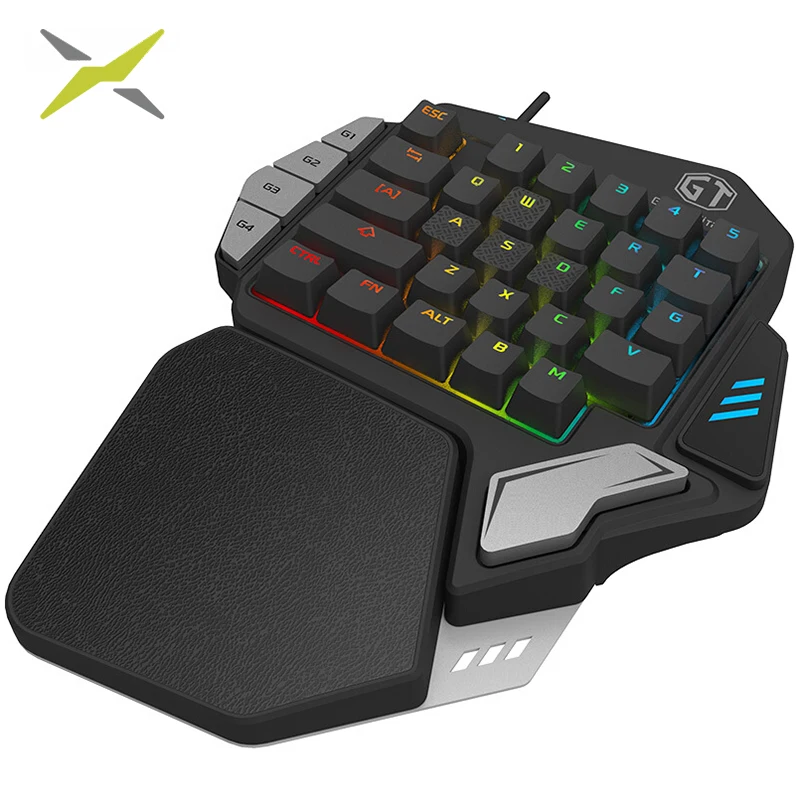 Delux T9X one hand gaming keyboard programmable mechanical keyboard USB wired keypad with RGB backlight for PUBG LOL E-Sports
Delux T9X one hand gaming keyboard programmable mechanical keyboard USB wired keypad with RGB backlight for PUBG LOL E-Sports