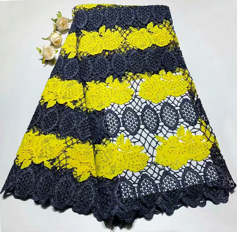 2019 latest african guipure lace colorful water soluble chemical lace fabric high quality african cord lace with Stones
2019 latest african guipure lace colorful water soluble chemical lace fabric high quality african cord lace with Stones