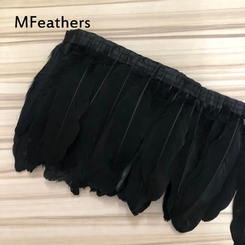 

MFeathers 10yard black Goose duck feather trims fringes trimming strips 15-20cm 6-8inch in width diy sewing material wedding dec