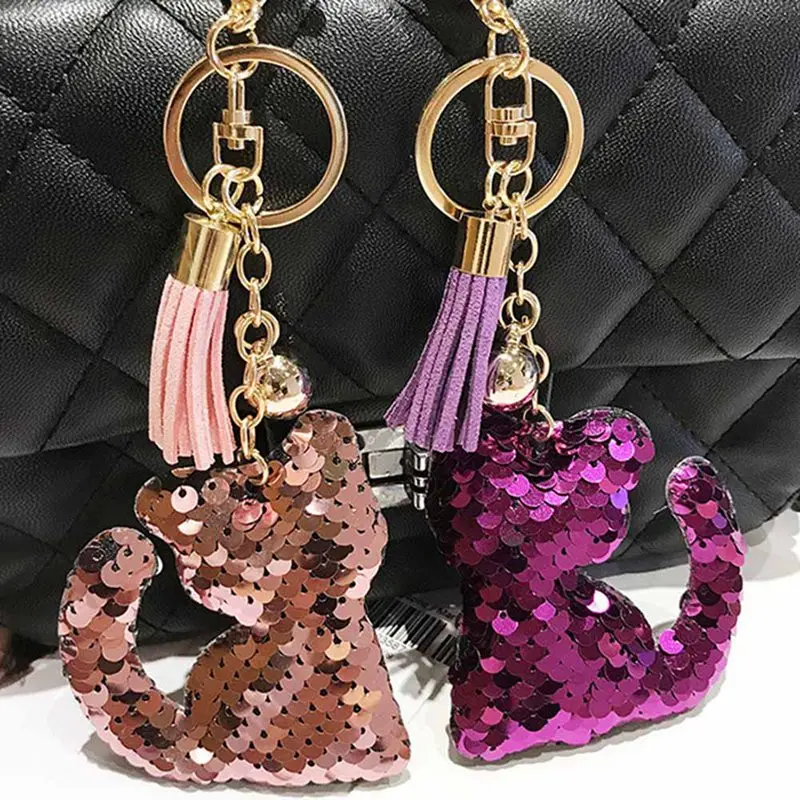 Glitter Cat Pendants Keychains Keyfobs Rings with Cute Shiny Sequins Cat Accessories Girls Bags Cars Charm Decoration
Glitter Cat Pendants Keychains Keyfobs Rings with Cute Shiny Sequins Cat Accessories Girls Bags Cars Charm Decoration