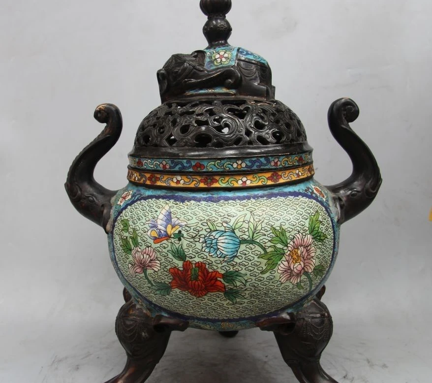 20" Marked China Cloisonne Enamel Bronze Elephant Incense Burners Censer Statue
20" Marked China Cloisonne Enamel Bronze Elephant Incense Burners Censer Statue