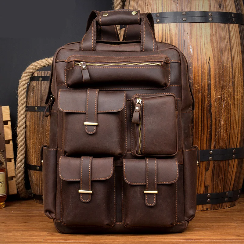 2019 The New Large Capacity Genuine Leather Backpack Man Vintage Shoulder Women's Backpack Travel Bag Women And Man Bag Mochilas
2019 The New Large Capacity Genuine Leather Backpack Man Vintage Shoulder Women's Backpack Travel Bag Women And Man Bag Mochilas