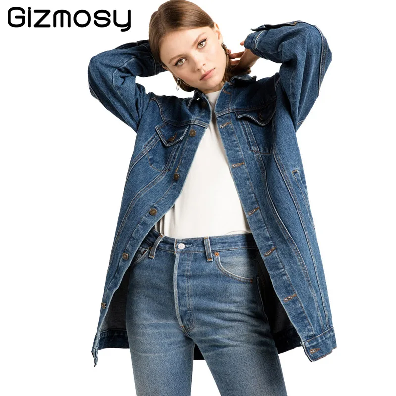 Solid Jeans Coats Women Long Sleeve Female Single Button Coat Street Style Slim Denim Ladies Casual Coats Jacket Outwear SJ2X27
Solid Jeans Coats Women Long Sleeve Female Single Button Coat Street Style Slim Denim Ladies Casual Coats Jacket Outwear SJ2X27