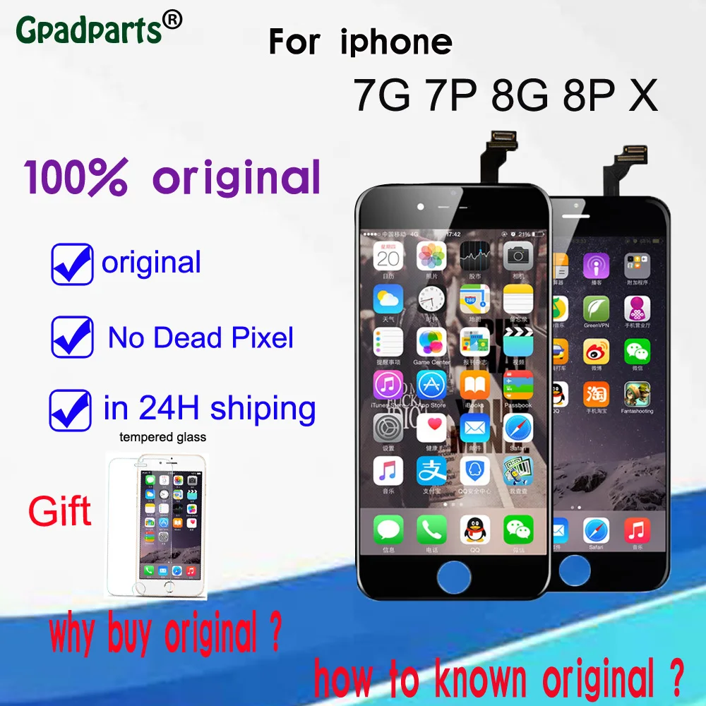 Original LCD For iPhone X 7 7P 8 8 plus lcd screen with touch screen digitizer display assembly DHL Free
Original LCD For iPhone X 7 7P 8 8 plus lcd screen with touch screen digitizer display assembly DHL Free