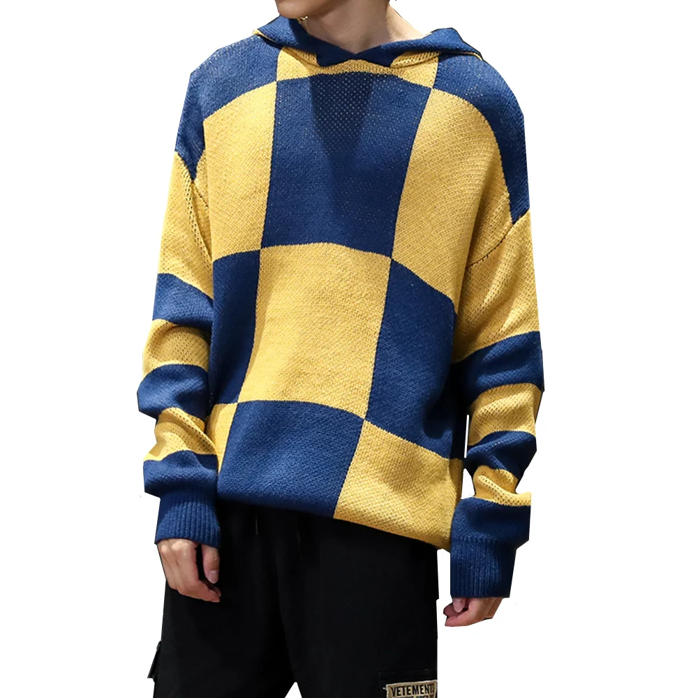 Plus Size M-5XL Men Pullover Sweater Casual Loose Youth Knitwear Clothes Male Autumn Winter Fashion Hooded Plaid Sweater
Plus Size M-5XL Men Pullover Sweater Casual Loose Youth Knitwear Clothes Male Autumn Winter Fashion Hooded Plaid Sweater