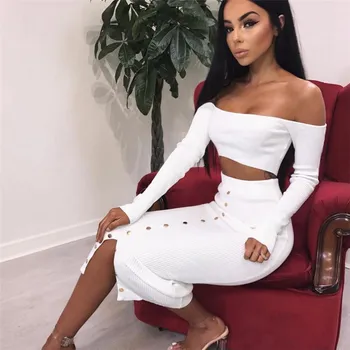 Two Piece Dress Long Sleeve Off the Shoulder Crop Top and Skirt Set Sexy Party Maxi Dresses for Women
Two Piece Dress Long Sleeve Off the Shoulder Crop Top and Skirt Set Sexy Party Maxi Dresses for Women