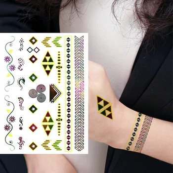 2pcs Geometry Luminous Green Gold Tattoo Metallic Flash Tattoo Sticker Temporary Jewelry Tattoo Chain tatuagem tatuaje Body Art
2pcs Geometry Luminous Green Gold Tattoo Metallic Flash Tattoo Sticker Temporary Jewelry Tattoo Chain tatuagem tatuaje Body Art