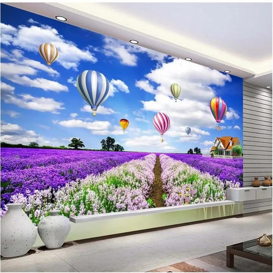 Фото Пользовательские 3d Фото Обои фреска гостиная кровать комната Лаванда цветок