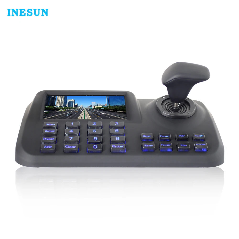 Inesun ONVIF Network Keyboard Controller 5 inch 3D Joystick HD LCD Display IP PTZ Keyboard Controller For High Speed Dome Camera
Inesun ONVIF Network Keyboard Controller 5 inch 3D Joystick HD LCD Display IP PTZ Keyboard Controller For High Speed Dome Camera