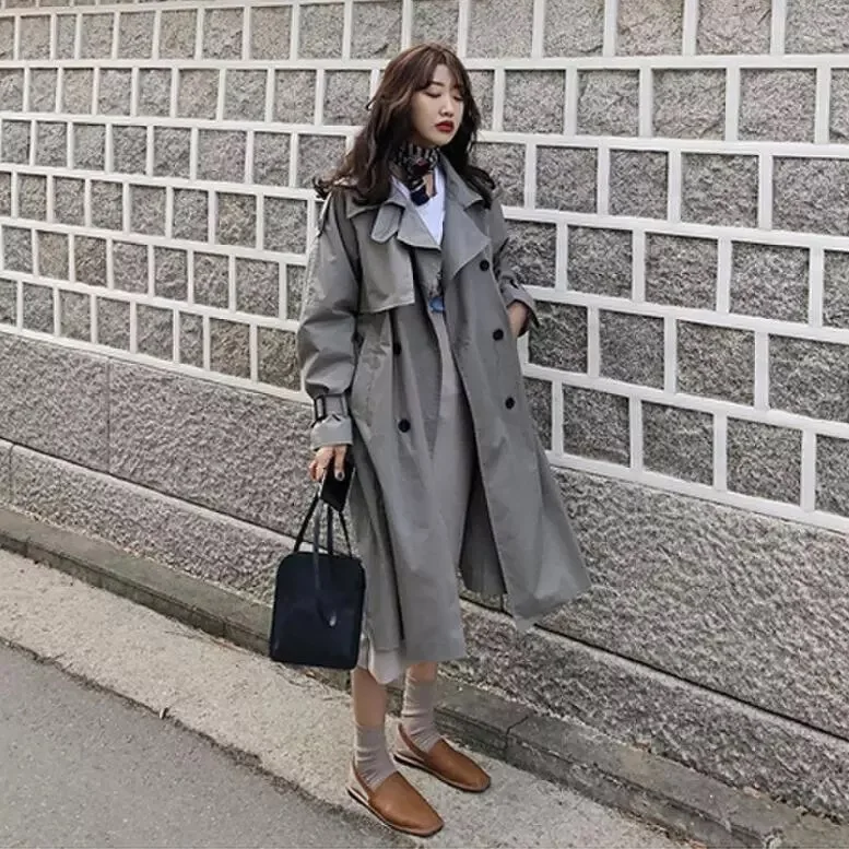 Korean style women casual loose trench with sashes 2019 new arrival Fashion spring long elegant coats ladies Overcoat Outerwear
Korean style women casual loose trench with sashes 2019 new arrival Fashion spring long elegant coats ladies Overcoat Outerwear