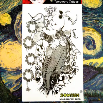 SHNAPIGN Black Fuwa carp Temporary Tattoo Body Art 12*20cm Flash Tattoo Stickers, Waterproof Fake Tatoo Henna Tatto Wall Sticker
SHNAPIGN Black Fuwa carp Temporary Tattoo Body Art 12*20cm Flash Tattoo Stickers, Waterproof Fake Tatoo Henna Tatto Wall Sticker