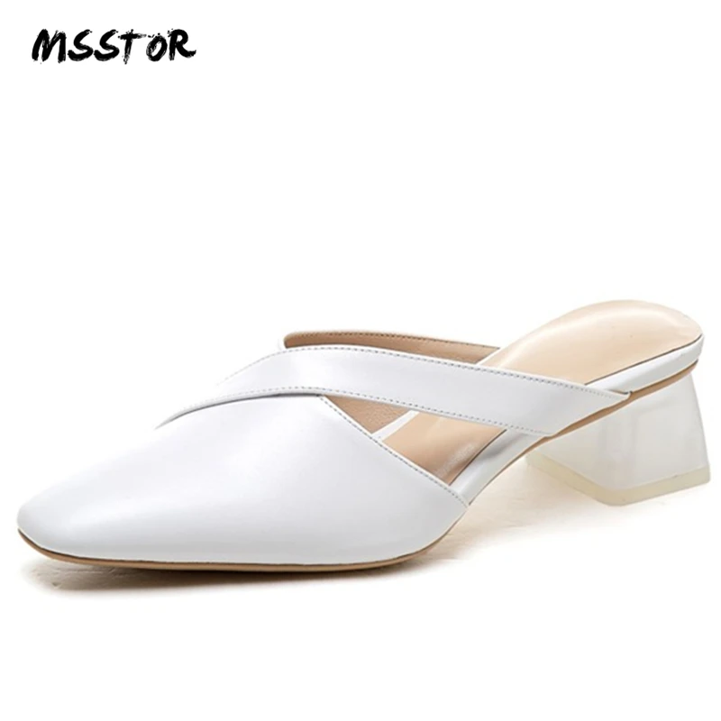 MSSTOR Cow Leather Women Mules Concise Crystal Solid Shallow Hollow Summer Slippers Women Outdoor Square Toe Women Shoes 2019
MSSTOR Cow Leather Women Mules Concise Crystal Solid Shallow Hollow Summer Slippers Women Outdoor Square Toe Women Shoes 2019