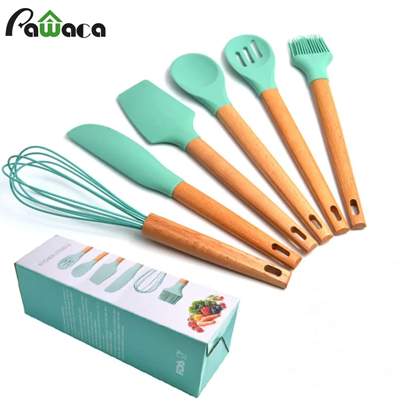 6pcs Silicone Kitchen Cooking Utensils Set Natural Wooden Handle Cooking Utensils Spoon Spatula Egg Beaters Kitchen Tools Gadget
6pcs Silicone Kitchen Cooking Utensils Set Natural Wooden Handle Cooking Utensils Spoon Spatula Egg Beaters Kitchen Tools Gadget