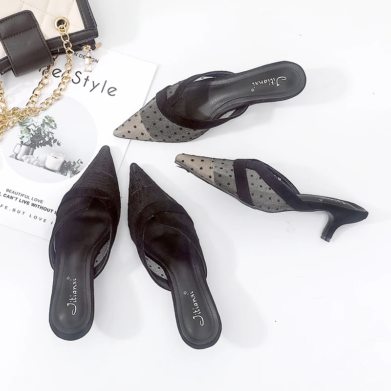 2019 Summer Lace Air Mesh Hollow Slippers Shallow Mouth Pointed Toe Slip On Slides Mid Heels Sandals Single Shoes Elegant Pumps
2019 Summer Lace Air Mesh Hollow Slippers Shallow Mouth Pointed Toe Slip On Slides Mid Heels Sandals Single Shoes Elegant Pumps