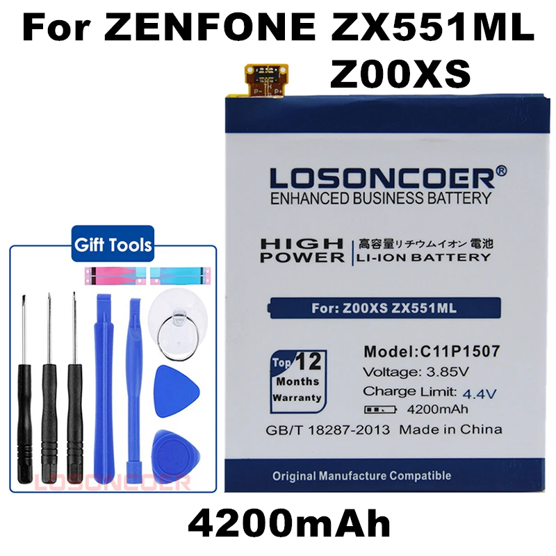 

LOSONCOER 4350mAh C11P1507 For ASUS Zenfone Zoom Z00XSB ZX551ML Z00XS ZX551 Smart Phone Battery+Quick Arrive