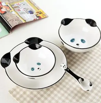 Children's tableware set Creative hand painted Panda ceramic dinner set Cute cartoon animal relief bowl plate set HJ01.6
Children's tableware set Creative hand painted Panda ceramic dinner set Cute cartoon animal relief bowl plate set HJ01.6