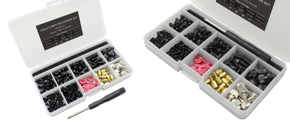 132pcs Brass Computer PC HDD Screw Standoff Set Kit For Motherboard Fan SSD