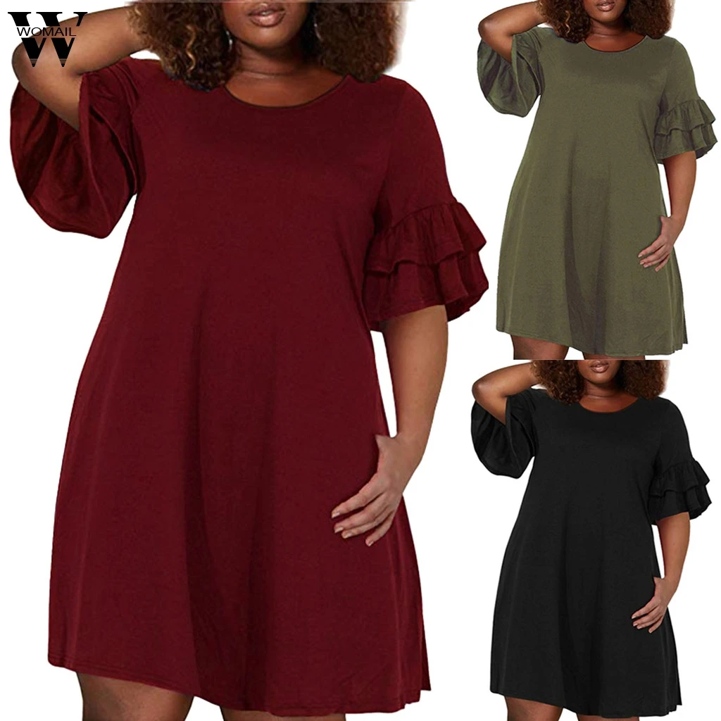 Womail Women's Plus Size dress Ruffles Sleeve Plus Size Solid Loose Casual Swing Dress with Pocket autumn Dresses XL-5XL
Womail Women's Plus Size dress Ruffles Sleeve Plus Size Solid Loose Casual Swing Dress with Pocket autumn Dresses XL-5XL