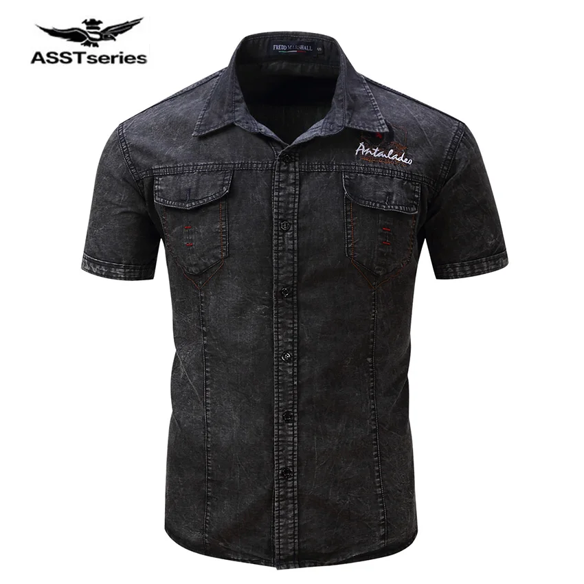AFS JEEP Summer Denim Shirt Men Cotton Soft&Comfortable Men Shirt Jeans Straight Light Blue Casual Shirt Plus Size M-3XL 73y
AFS JEEP Summer Denim Shirt Men Cotton Soft&Comfortable Men Shirt Jeans Straight Light Blue Casual Shirt Plus Size M-3XL 73y