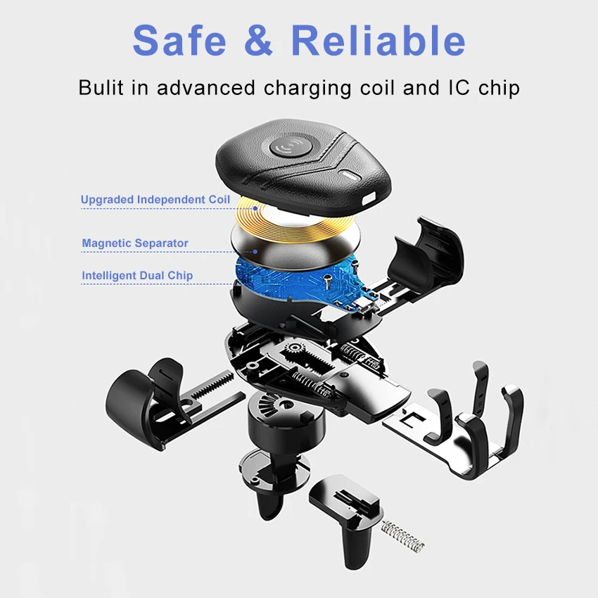 Aimitek Qi 10W Fast Wireless Charger Car Phone Holder-5