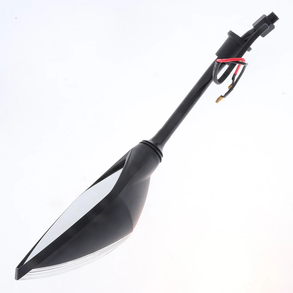 4X Universal 10mm Motorcycle Rearview Side Mirrors LED Turn Signal Red/Black High Toughness and Smooth Surface ABS Shell Glass