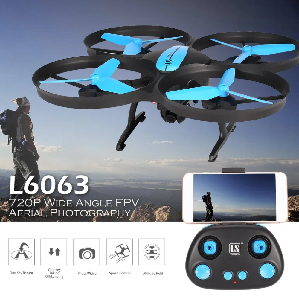 L6063 4CH RC Drone Quadcopter Altitude Hold with 720P Wide Angle Camera One Key Return Speed Control Anti-carsh Headless Mode
L6063 4CH RC Drone Quadcopter Altitude Hold with 720P Wide Angle Camera One Key Return Speed Control Anti-carsh Headless Mode