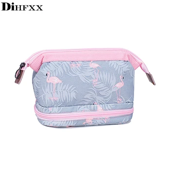 

DIHFXX Double layer Lady's Cosmetic Bags Waterproof Make Up Tools Organizer Pouch Wash Toiletry Vanity Travel Case Accessories