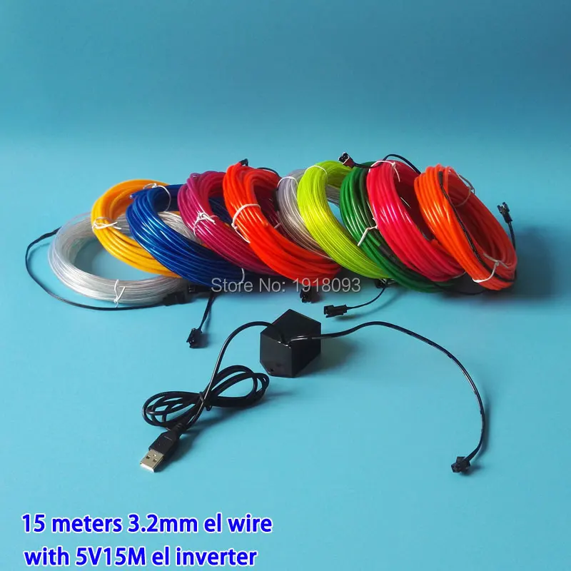 New arrival 10 Colors Available 15M 3.2mm Waterproof EL wire glowing Neon light Powered by DC-5V Drive Holiday Lighting
New arrival 10 Colors Available 15M 3.2mm Waterproof EL wire glowing Neon light Powered by DC-5V Drive Holiday Lighting