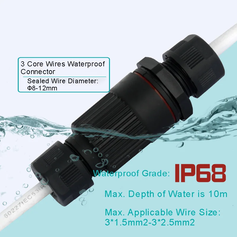 3pin Wire Waterproof Connector Quickly Connected IP68 Retardant Quickly Connected Three Sealed IP68 Box Retardant Junction Boxes
3pin Wire Waterproof Connector Quickly Connected IP68 Retardant Quickly Connected Three Sealed IP68 Box Retardant Junction Boxes