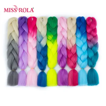 

Miss Rola Ombre Synthetic Jumbo Braiding Hair 24inch High Temperature Fiber Crochet Jumbo Braids 100g Rainbow Ombre Tone Color