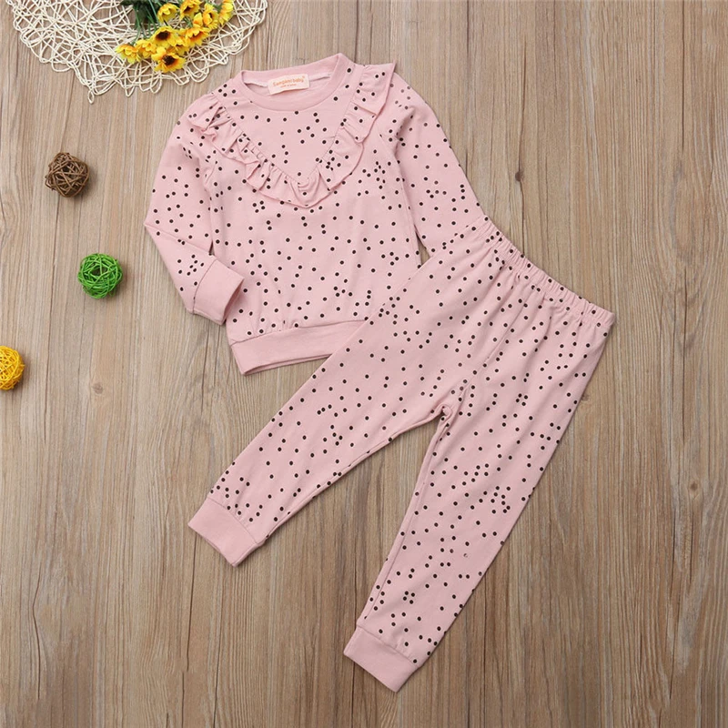 Toddler Baby Girls Clothes Set Kids Autumn Long Sleeve Dot Ruffle Cotton Top T-Shirt Pants Outfit 2Pcs 1-6T Children Clothing
Toddler Baby Girls Clothes Set Kids Autumn Long Sleeve Dot Ruffle Cotton Top T-Shirt Pants Outfit 2Pcs 1-6T Children Clothing