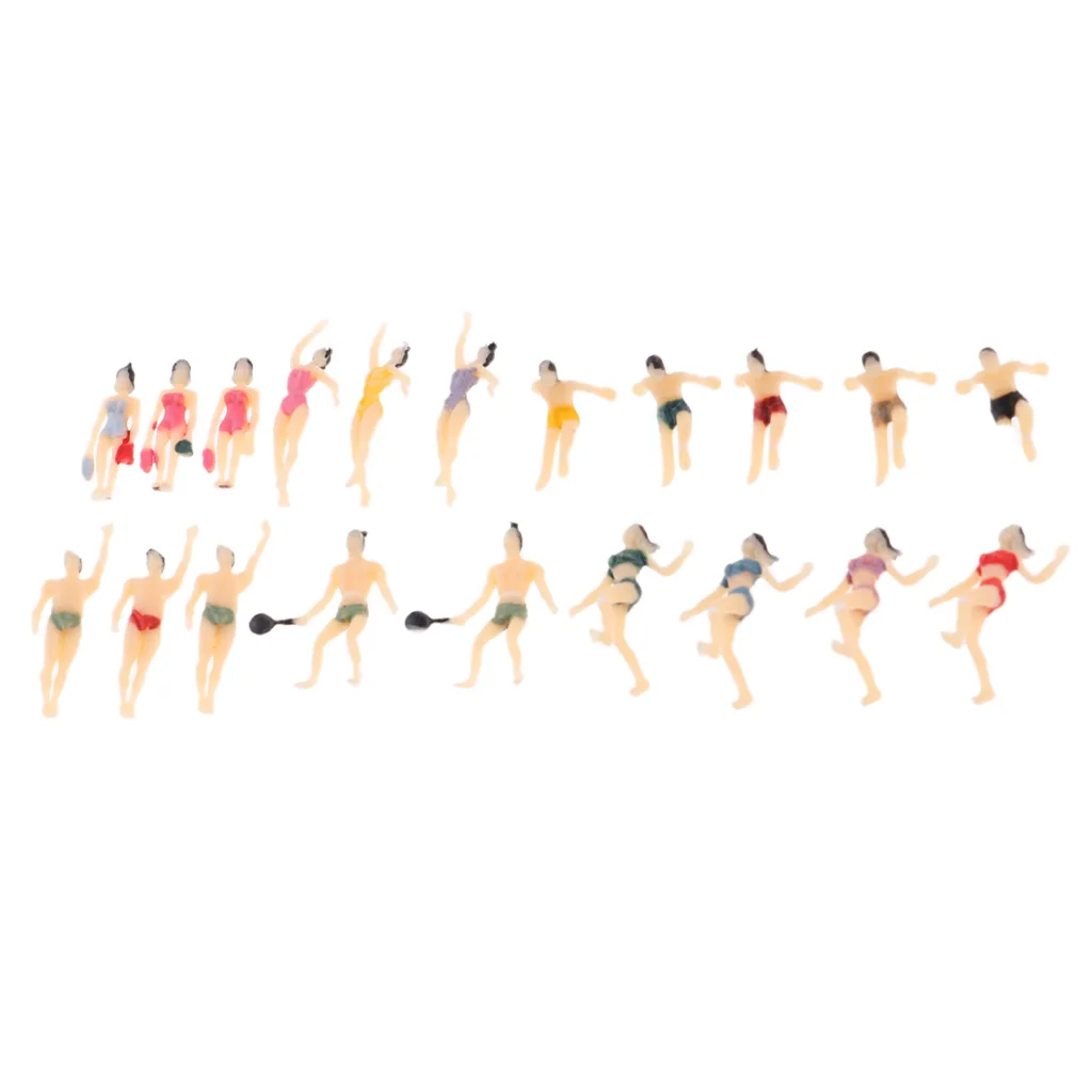 20Pcs HO Scale 1:100 Painted Model Figures People Male Female Swimmer for Diorama Wargame Layout Landscape Scenery