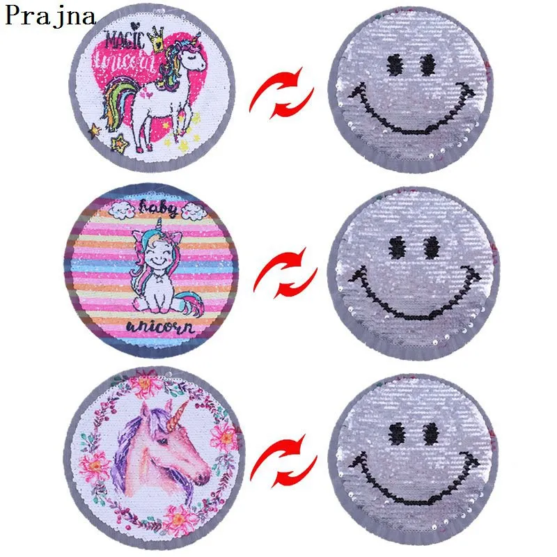 Prajna Round Badge Unicorn Reversible Sequin Patch Applique Embroidered Patches Horse Sew On Patch For Apparel Fabric Stripes
Prajna Round Badge Unicorn Reversible Sequin Patch Applique Embroidered Patches Horse Sew On Patch For Apparel Fabric Stripes