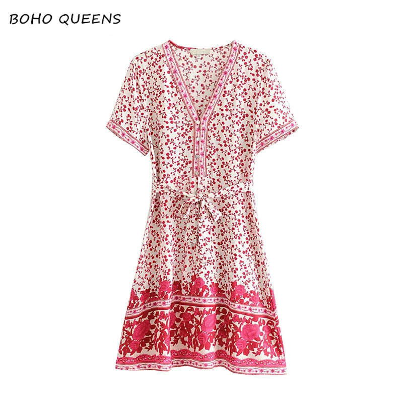 Boho Chic Summer Boho Floral Print Sashes Mini Dress Women V Neck Short Sleeve Beach Dresses Vestidos Mujer
Boho Chic Summer Boho Floral Print Sashes Mini Dress Women V Neck Short Sleeve Beach Dresses Vestidos Mujer