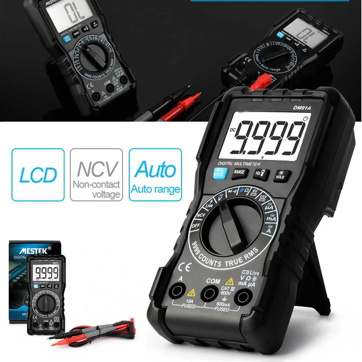 ZEAST DM91A Mini Digital Multimeter 9999 Counts Auto Range Tester Backlight AC/DC Ammeter Voltmeter Ohm Portable Multimeter
ZEAST DM91A Mini Digital Multimeter 9999 Counts Auto Range Tester Backlight AC/DC Ammeter Voltmeter Ohm Portable Multimeter