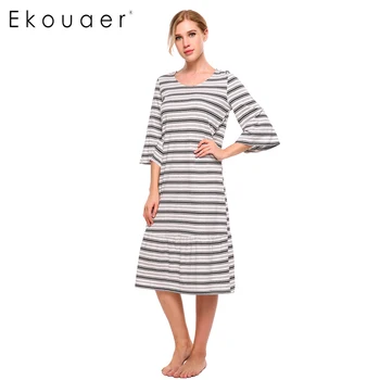 Ekouaer Casual Nightgown Women Sleep Dress 3/4 Sleeve Calf Nightwear Shift Sleepwear O-Neck Nightwear Long Nightdress Home Cloth
Ekouaer Casual Nightgown Women Sleep Dress 3/4 Sleeve Calf Nightwear Shift Sleepwear O-Neck Nightwear Long Nightdress Home Cloth