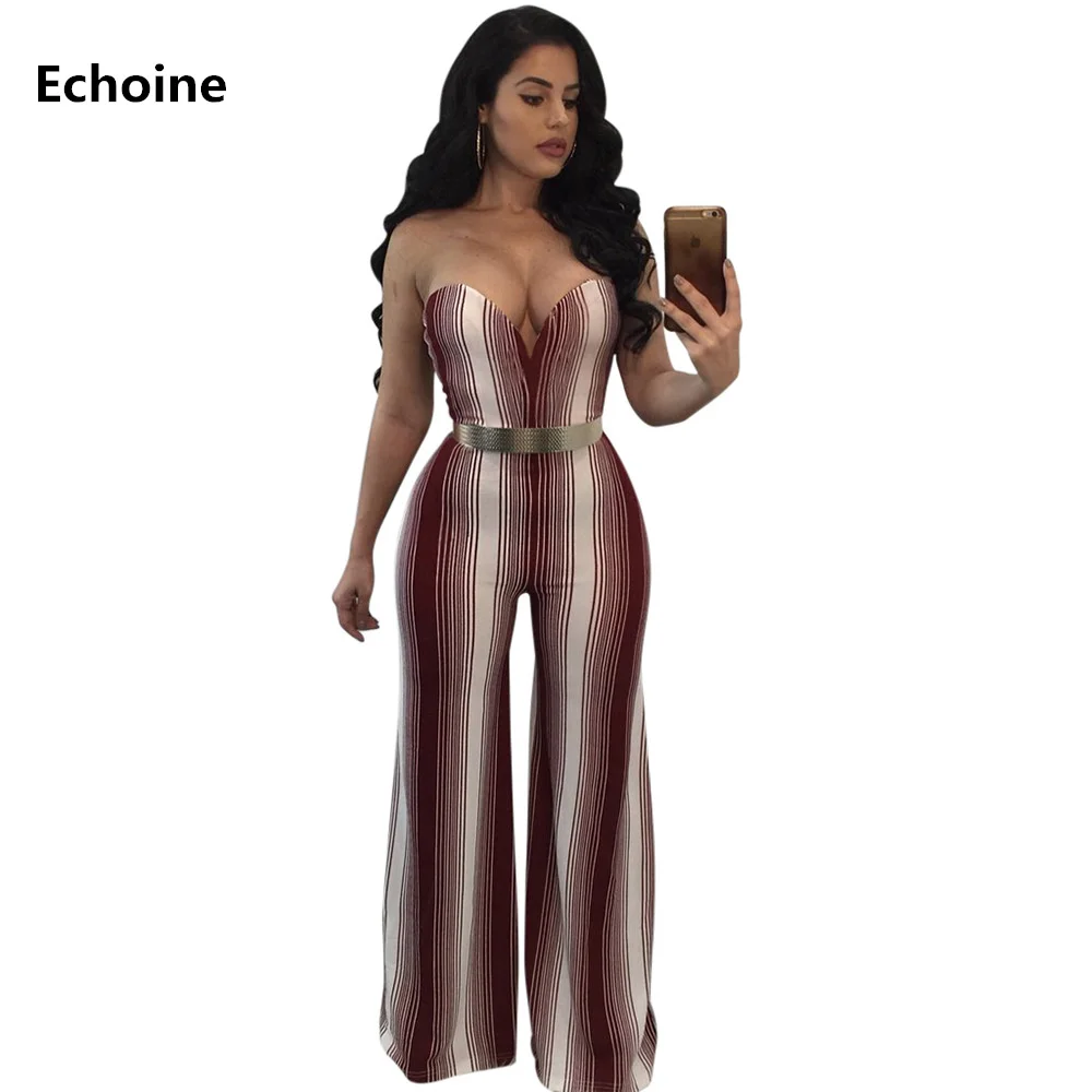 Women Sexy Strapless Striped Jumpsuit Wide Leg Elelgant Party Rompers Jumpsuit Skinny Bodycon Playsuit Overalls V-neck Jumposuit
Women Sexy Strapless Striped Jumpsuit Wide Leg Elelgant Party Rompers Jumpsuit Skinny Bodycon Playsuit Overalls V-neck Jumposuit
