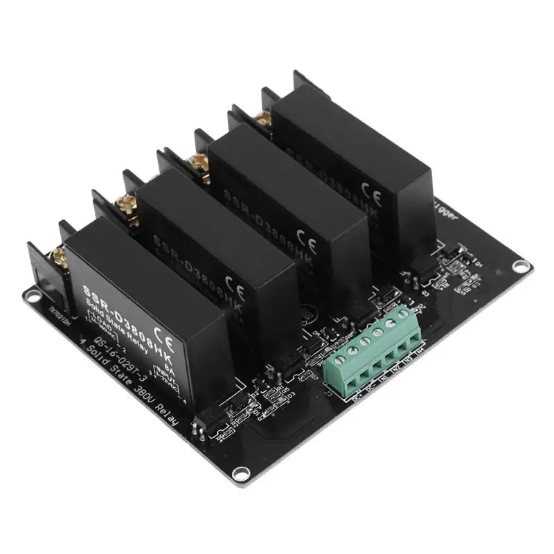 

DC 5V to 12V Input Voltage 4 Channel Solid State Relay Module Board 380V 8A SSR Switch Controller for Arduino, 90*80*28mm