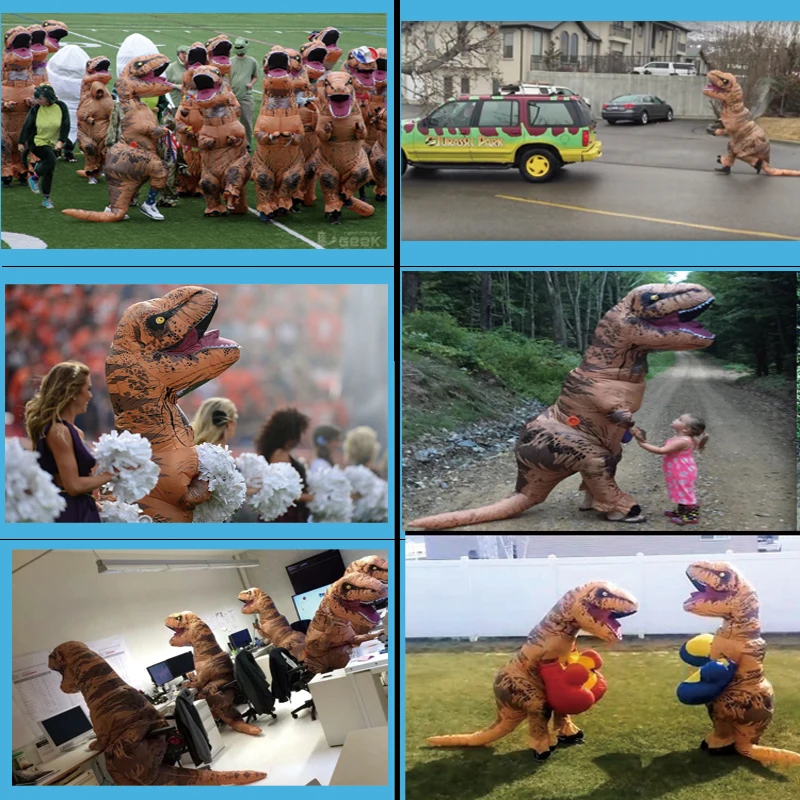 Party Adult t rex Dinosaur Costume Halloween Cosplay Inflatable Dinosaur T REX Blowup Mascot Costumes for Women (6)